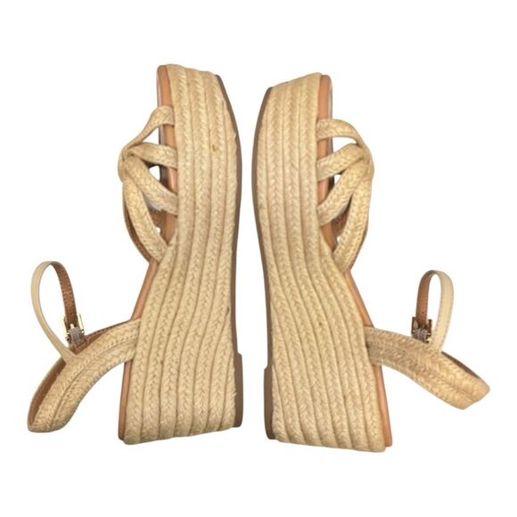 J. Crew | Strappy Raffia Espadrilles Platform Wedges Sandals Size 6.5 Shoes - Picture 6 of 11